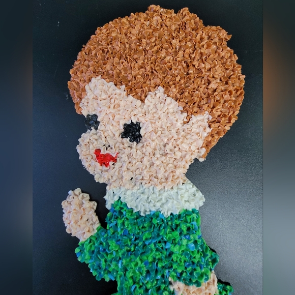 Vintage melted plastic popcorn wall hangers Christmas boy and girl - Picture 11 of 12